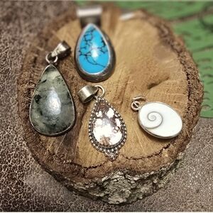 Assorted Sterling & Semi Precious Stone Pendants